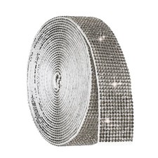 4 Yard 12 Row Self Adhesive Rhinestone Ribbon Crystal Strips, Light Gray