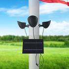 Solar Flag Pole Light 3 Super-Spotlights Leds, Adjustable Metal Clamps Fits 2-6'