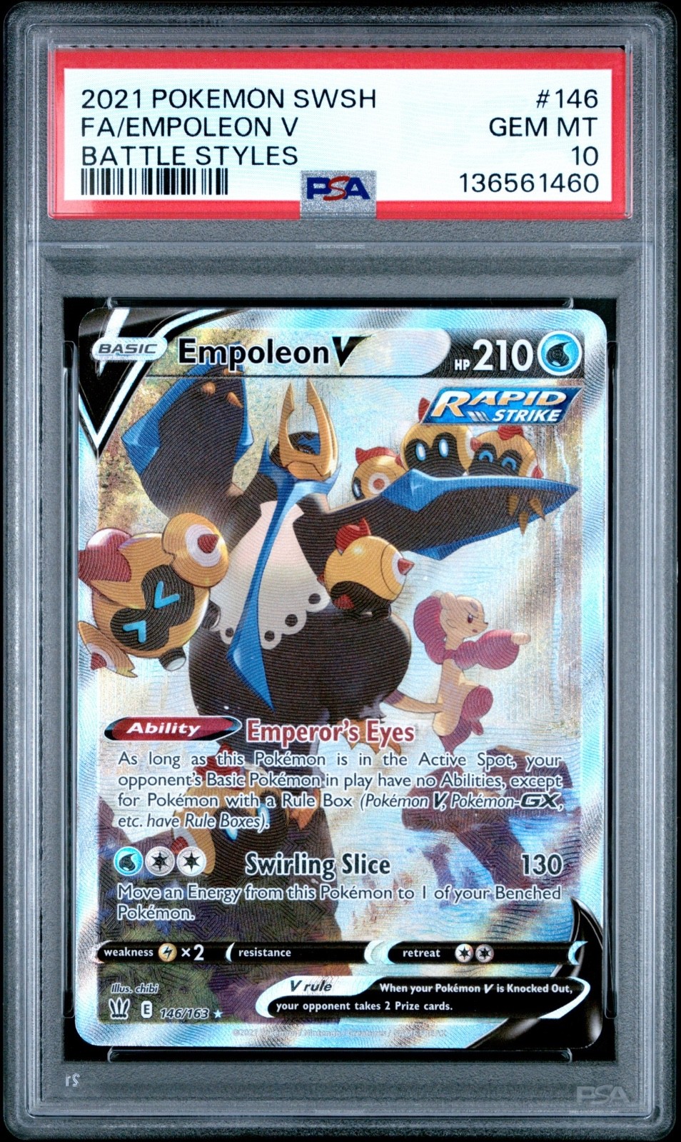 2021 Pokemon Empoleon V Alternate Full Art Battle Styles 146/163 PSA 10