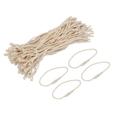 100 x Polyester Rope Hang Tag String Snap Lock 120mm 1mm White