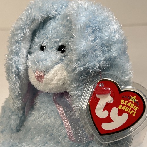 TY Beanie Baby HAPPILY the Blue Bunny Hallmark Gold Crown Exclusive 8" Easter - Picture 6 of 9