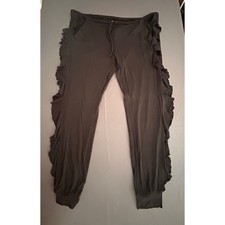 NWT Chaser Black Ruffle Side Joggers Drawstring Lounge Pants Medium