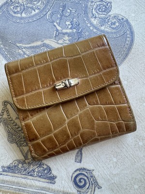 Longchamp Roseau Croc Embossed Leather Wallet | eBay