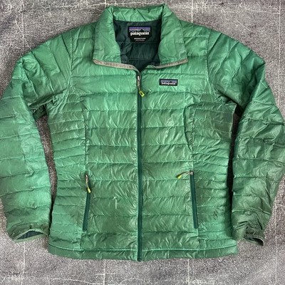 Women's Patagonia Aqua Stone Green Down Sweater Full Zip Up Puffer Jacket Sz M