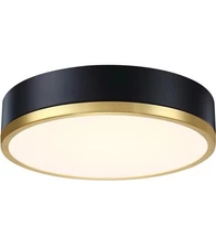 13 Inch Flush Mount Ceiling Light with Night Light, 5CCT Modern Black Gold LED C