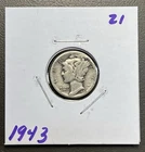 1943 - 10C Mercury Dime / 90% Silver Coin.