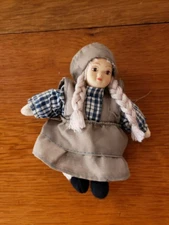 Vintage Albert E Price Old Work Collectible Porcelain & Fabric 5" Cloth Rag Doll