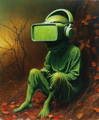 V.R Playing Aliens, Virtual Reality Aliens Wandkunst Größe A3