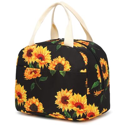 Sunflower Meal Holder For Girls Insulated Aluminum Foil Interior 9.4in X 7in X 8