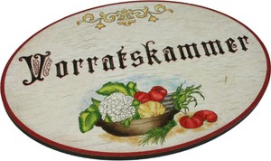 Türschild|Hinweisschild|Holzschild|Vorratskammer|Antik|9x6,5cm