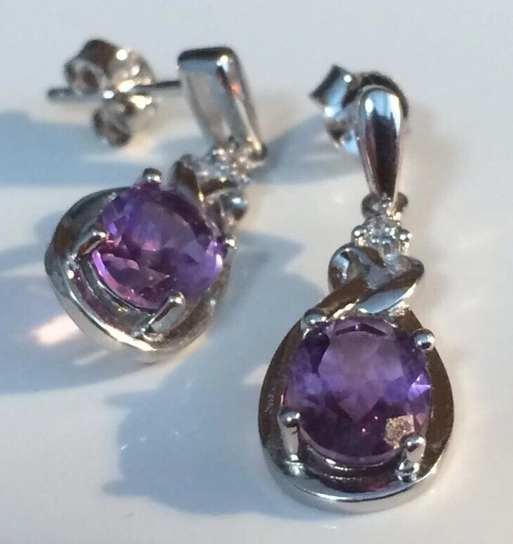 Pendientes ópalo, topacio rubí peridoto citrino plata maciza oro 14k/chapado en rodio Foto 4 de 4