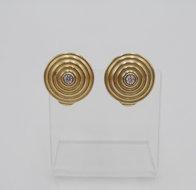 Clip On Earrings 750 18K Gold Diamonds 0.24 Ct Flawless (from a set)