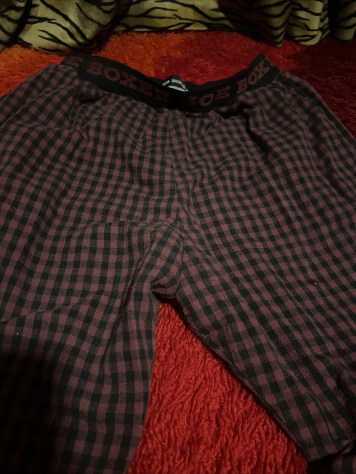 Y2K Joe боксера клетку пижамы фланели бегун брюки фиолетовый черный лодыжки размер M - Изображение 3 из 4