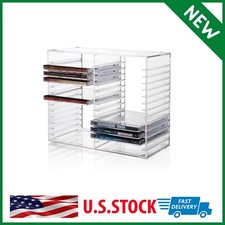Clear Plastic CD Holder Storage Rack Stacking Tray DVD Disk Case Space Organizer