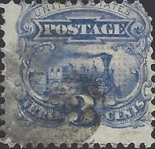 US Scott #114 Used Fine 3 Cent 1869 Locomotive Stamp CV 30.00