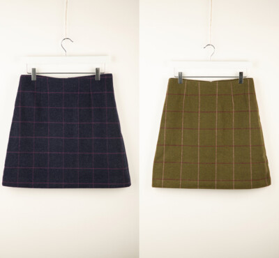 Damen Kurzer Tweed Rock Damen Wolle Mini Kariert Land Arbeit Röcke Rydale