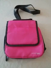 Nintendo DS PINK Bag Carrying Case shoulder strap zippered pockets game slots