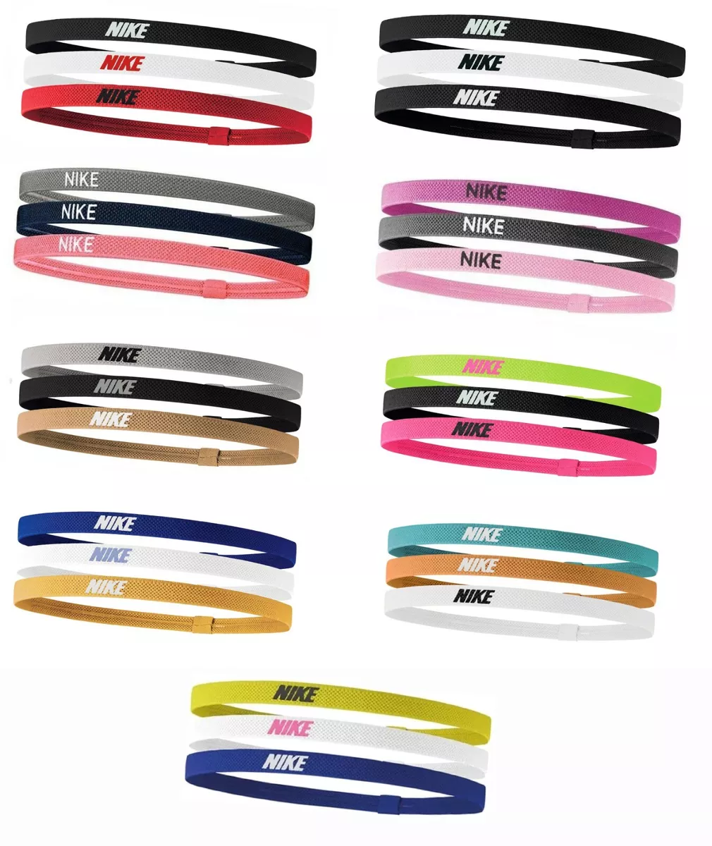 Nike Élastique Hairband Bandeaux pour les Cheveux Bande de Sport 3er Paquet