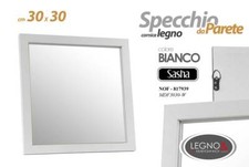 SPECCHIO PARETE CORNICE LEGNO BIANCO MURO 30*30 CM CLASSICO MODERNO