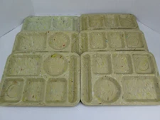 Lot of 6 Texas Ware Lunch Trays 6-Compartment Tan Mix Speckled Confetti SKUT