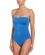 MSRP $88 Nike Corset-Back Bandeau One-Piece Womens Aqua Size Small
