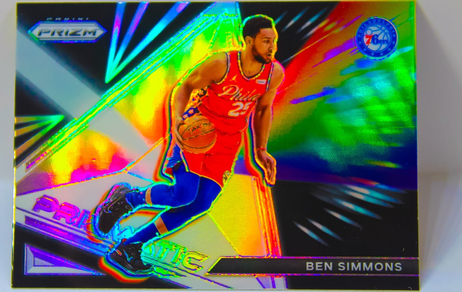 Ben Simmons 2021-22 Panini Prizm Prizmatic Silver Prizms Holo Refractor Card #12