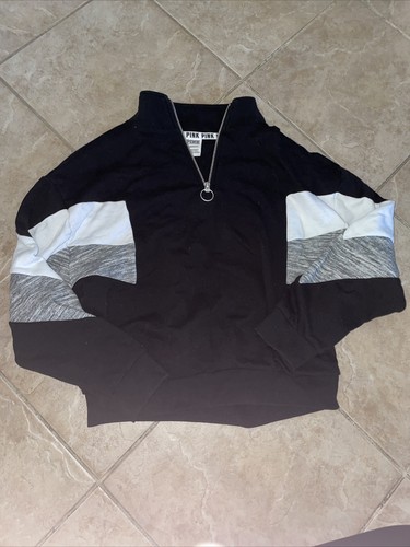 Pink By Victoria's Secret Black/White 1/4 Zip Sweater XS - 第 1/6 張圖片