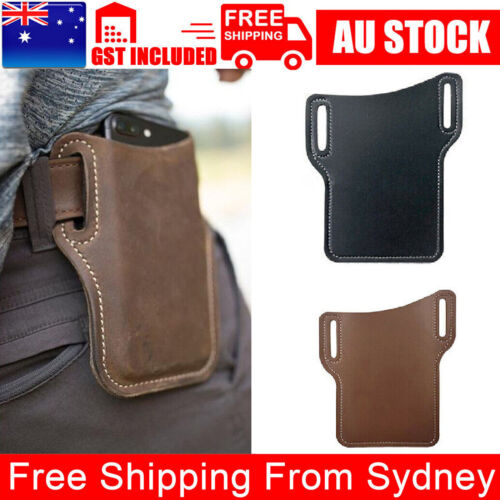Men's Belt Clip Loop Holster Waist Bag Leather Pouch Cover Case For Mobile Phone - Picture 1 of 11