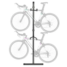 Bike Storage Gravity Stand Space-Saving Bike Rack W/Adjustable Arm Holds 2 Bikes