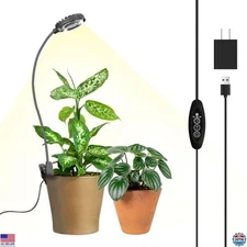 Indoor Plant Grow Lights - Full Spectrum 4000K LED Clip Lamp with Timer, 4 Modes