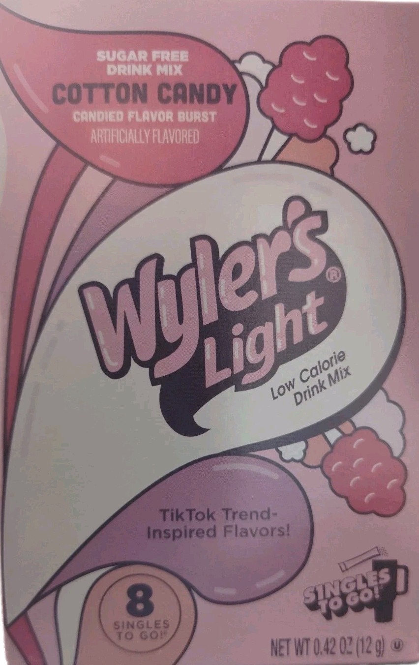 (3-Boxes) Wylers Light Tiktok Inspired COTTON CANDY Drink Mix, 8-Sticks Per Box 