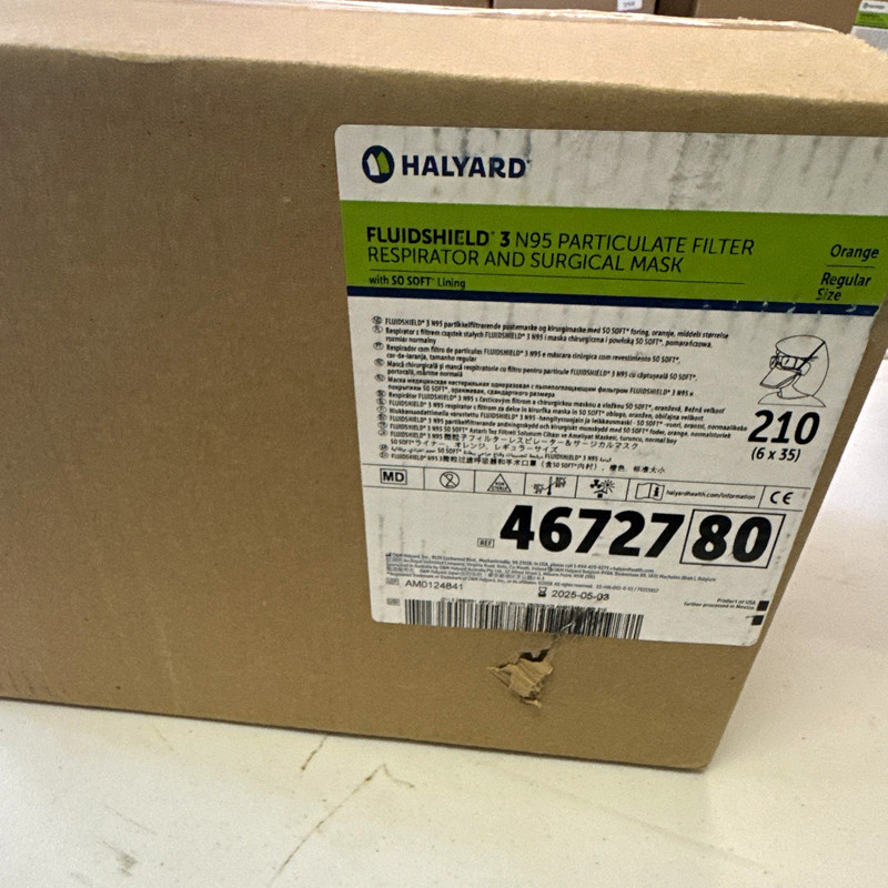 Halyard FluidShield 3 N95 Particulate Filter Respirator Surgical Mask 46727/80