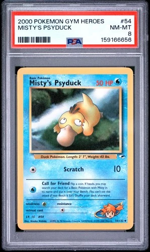 2000 POKEMON GYM HEROES #54 MISTY'S PSYDUCK PSA 8