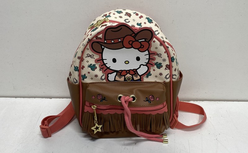 Sanrio Kids Multicolor Hello Kitty Cowboy Western Theme Faux Leather Backpack