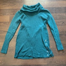 Say What? Y2K Knit Turtleneck Sweater Dress Green Large