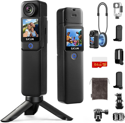 C300 Vlogging Camera,64Gb 4K Action Camera,Magnetic Body Cam & Handheld Detachab