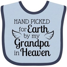 Inktastic Hand Picked For Earth By My Grandpa In Heaven Baby Bib Birth Clothing