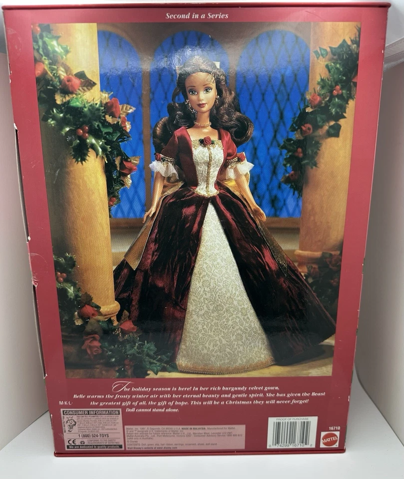 Muñeca Barbie Holiday Princess Belle Disney 1997 La Bella y la Bestia 16710 nueva en caja Foto 2 de 2