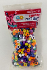 Go Create Rainbow Pony Beads 500 Count Craft Jewelry Beading Set Bulk Plastic