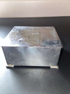 Antique Apollo (4x3x2'') Trinket / Jewelry Box - Cedar Lined - Silver Plate 