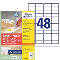 Avery Zweckform Universal-Etiketten 45,7 X 21,2 Mm 50+15Blatt
