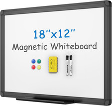 Magnetic Dry Erase Board, 18 X 12 Inches, Black Aluminium Frame