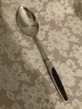 Vintage Black Starburst Mar Crest Ebony Elegance 12” Spoon Stainless Japan MCM