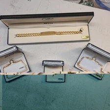 Colibri Gold Tone Bracelets 8" And Cuff Or Button Link. Made In USA