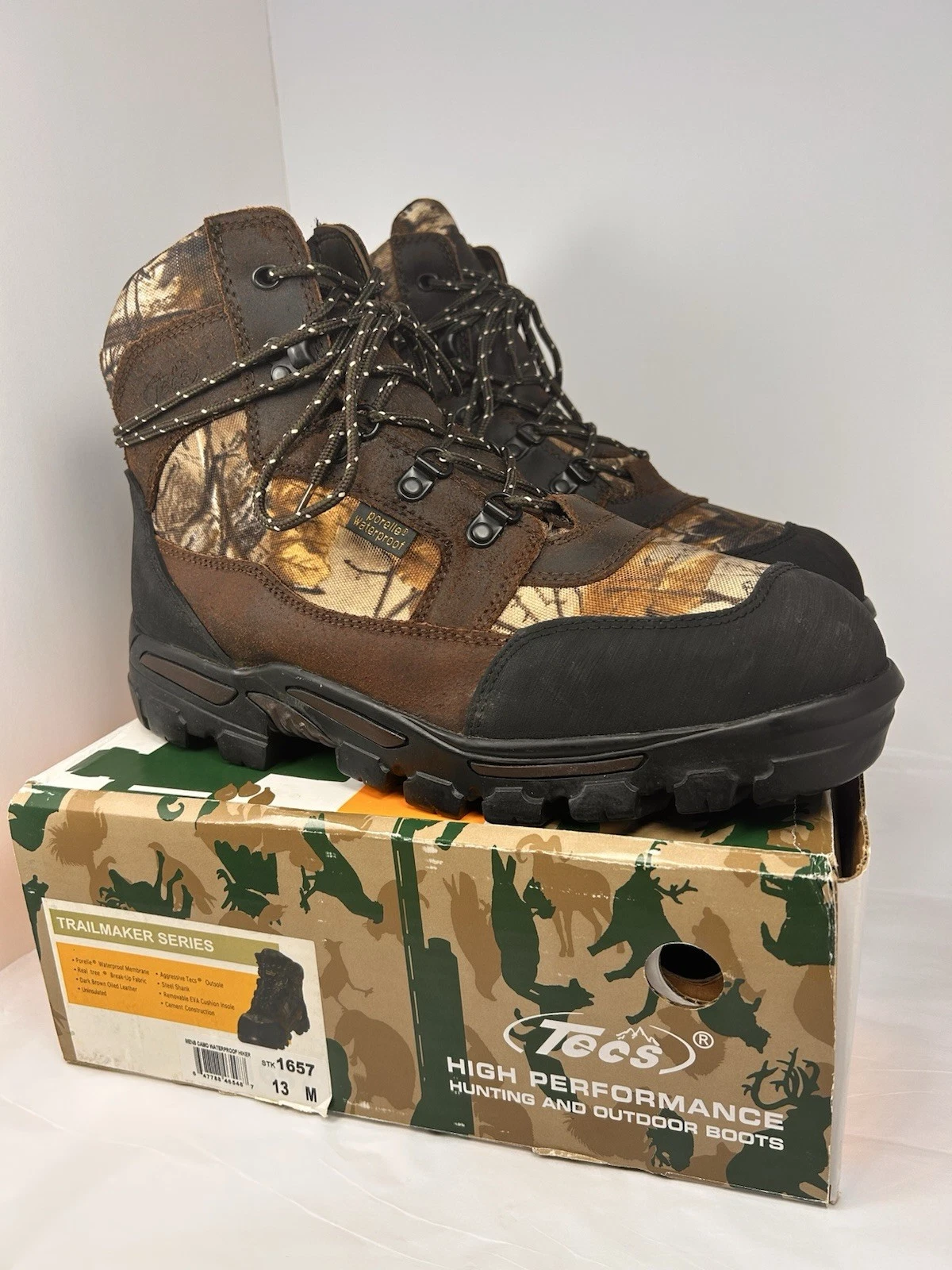Tecs Trailmaker Men's 13M Waterproof Hunting Hiking Boots Realtree Camo NIB