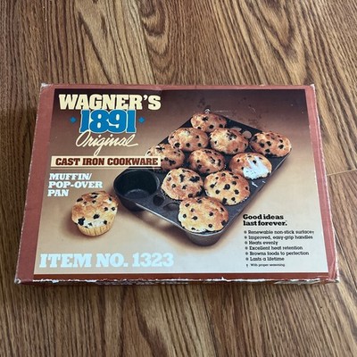 Vintage Cast Iron Wagners Original 1891 Muffin Pan In Box - Item No 1323