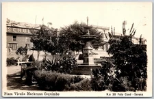 Plaza Vicuña Mackenna Coquimbo Chile - Fountain and Garden - Real Photo Postcard