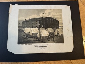Civil War  Print 1882 Libby Prison as it appeared in 1863 in Richmond, Virginia