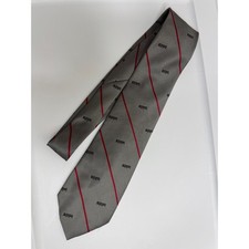 Vintage The Executive Mens Gray Red Stripe Polyester Zippo Neck Tie