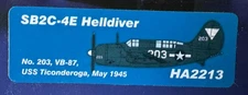 Used 1-72 Hobby Master HA2213 SB2C-4E Helldiver VB-87